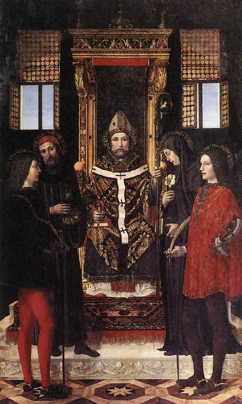 BORGOGNONE, Ambrogio St Ambrose with Saints fdghf